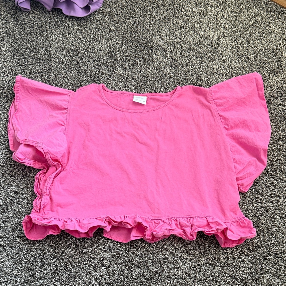 ZARA Pink Ruffle Sleeve Kids Top